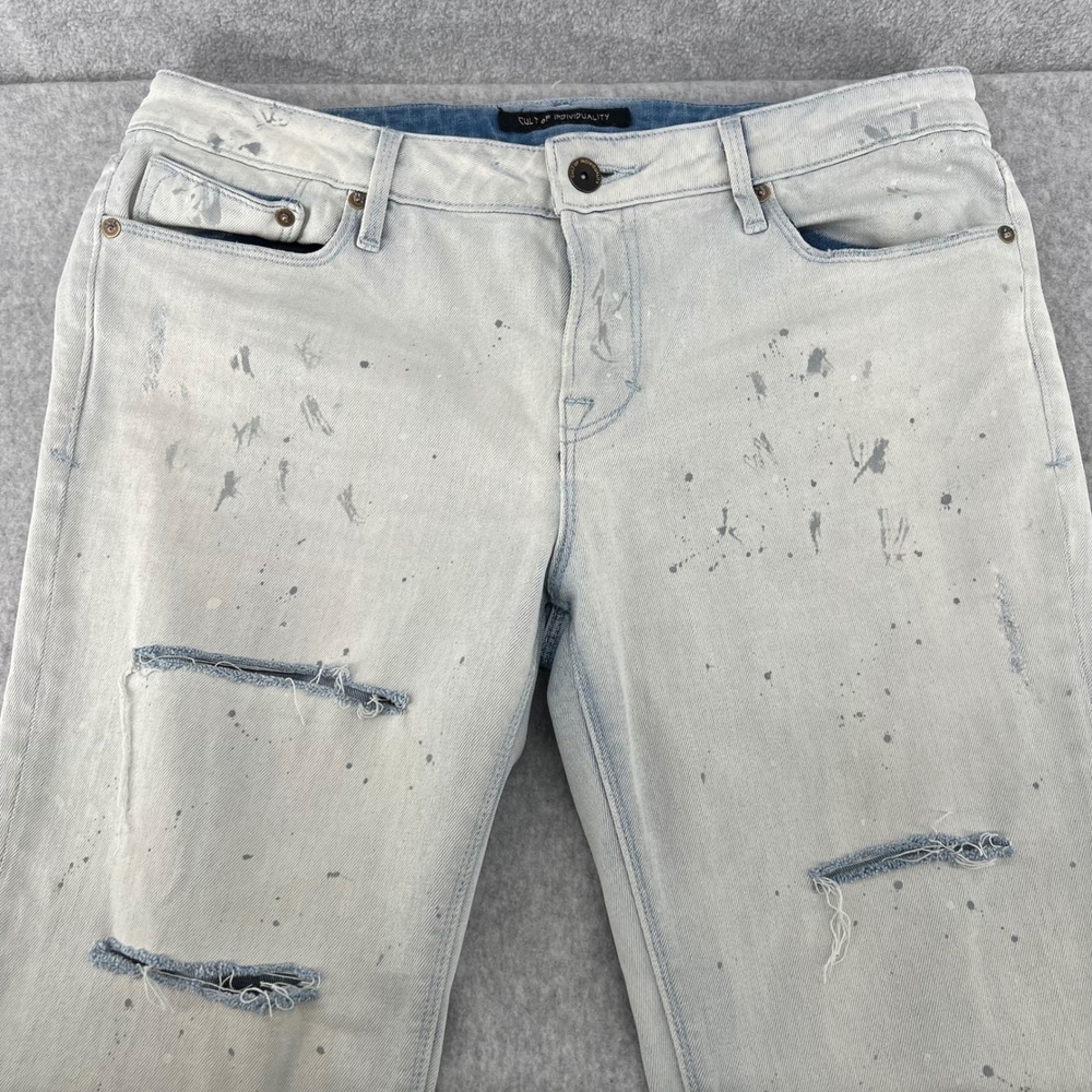 Cult of Individuality Zen Midrise Skinny Jeans Light Wash Paint Splatter - Picture 2 of 16